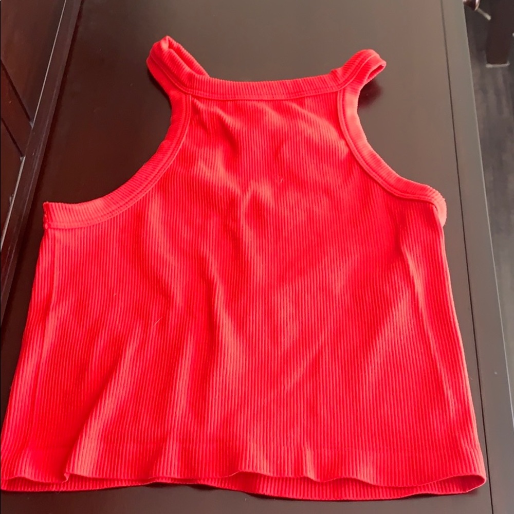 bright red halter top cropped